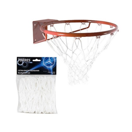 Купить Сетка баскетбольная Torres, нить 4 мм, белая в Ардатове 