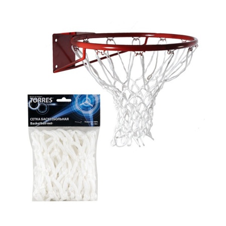 Купить Сетка баскетбольная Torres, нить 6 мм, белая в Ардатове 